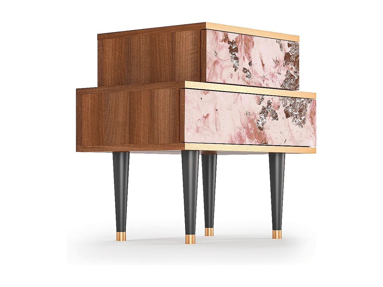 Stolik nocny - 58х58х41 cm - NS1 - Cotton Candy, Orzech