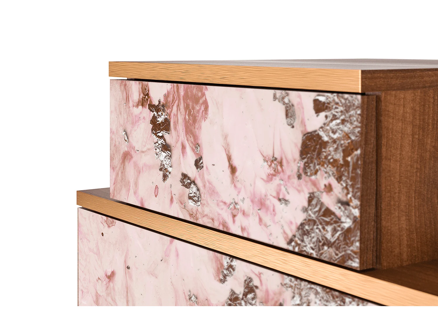 Stolik nocny - 58х58х41 cm - NS1 - Cotton Candy, Orzech