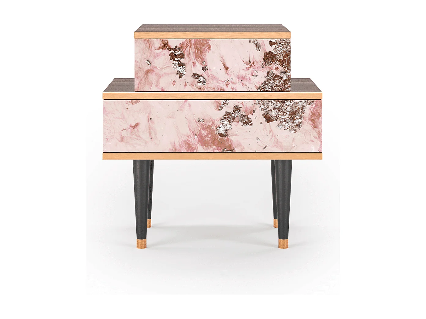 Criado-mudo - 58х58х41 cm - NS1 - Cotton Candy, Nogueira