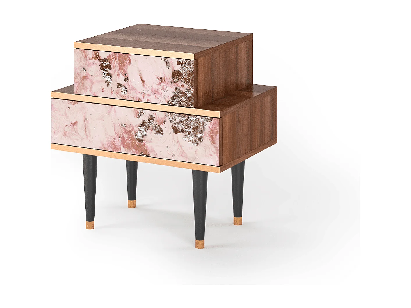 Criado-mudo - 58х58х41 cm - NS1 - Cotton Candy, Nogueira