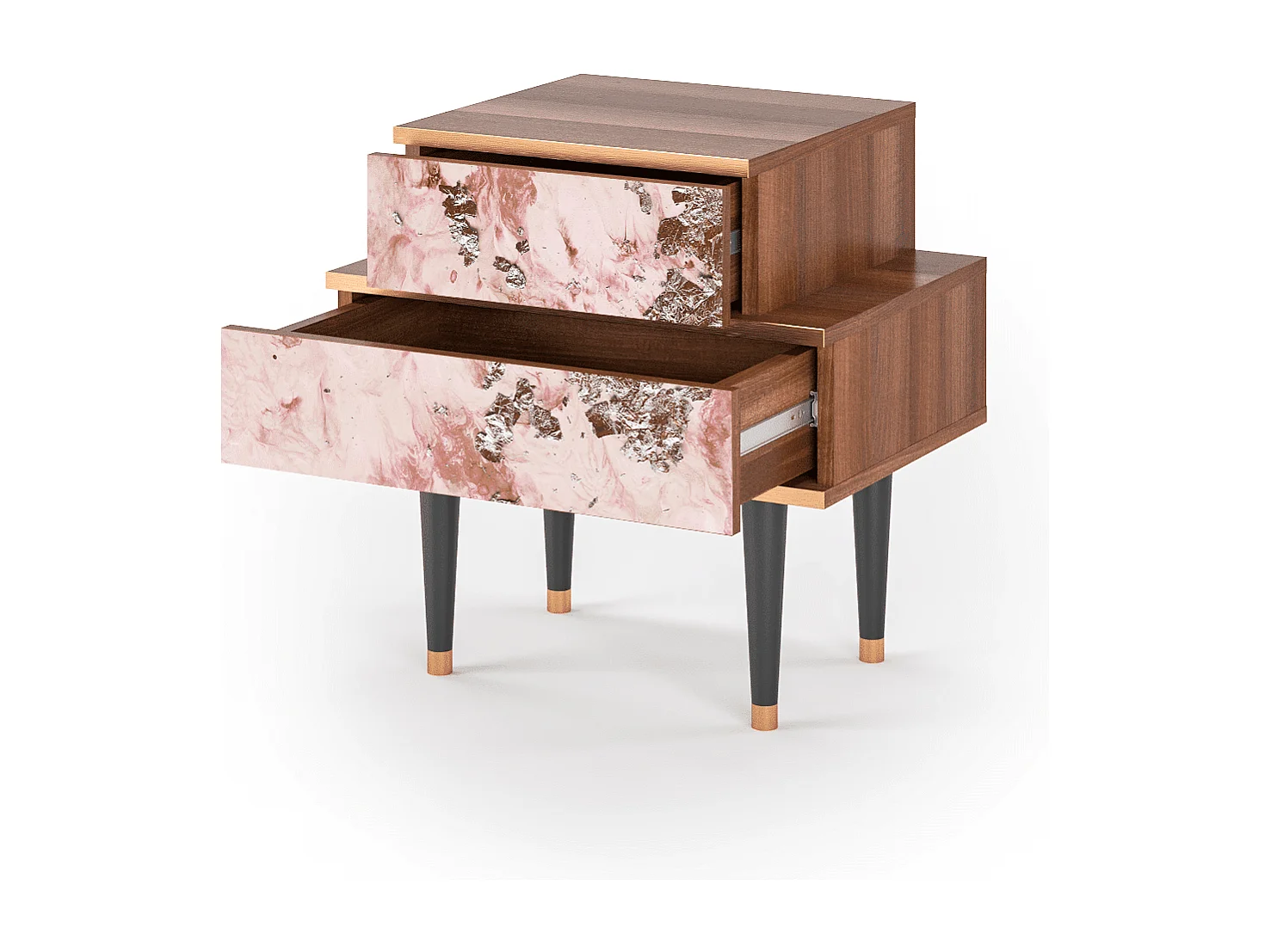 Criado-mudo - 58х58х41 cm - NS1 - Cotton Candy, Nogueira