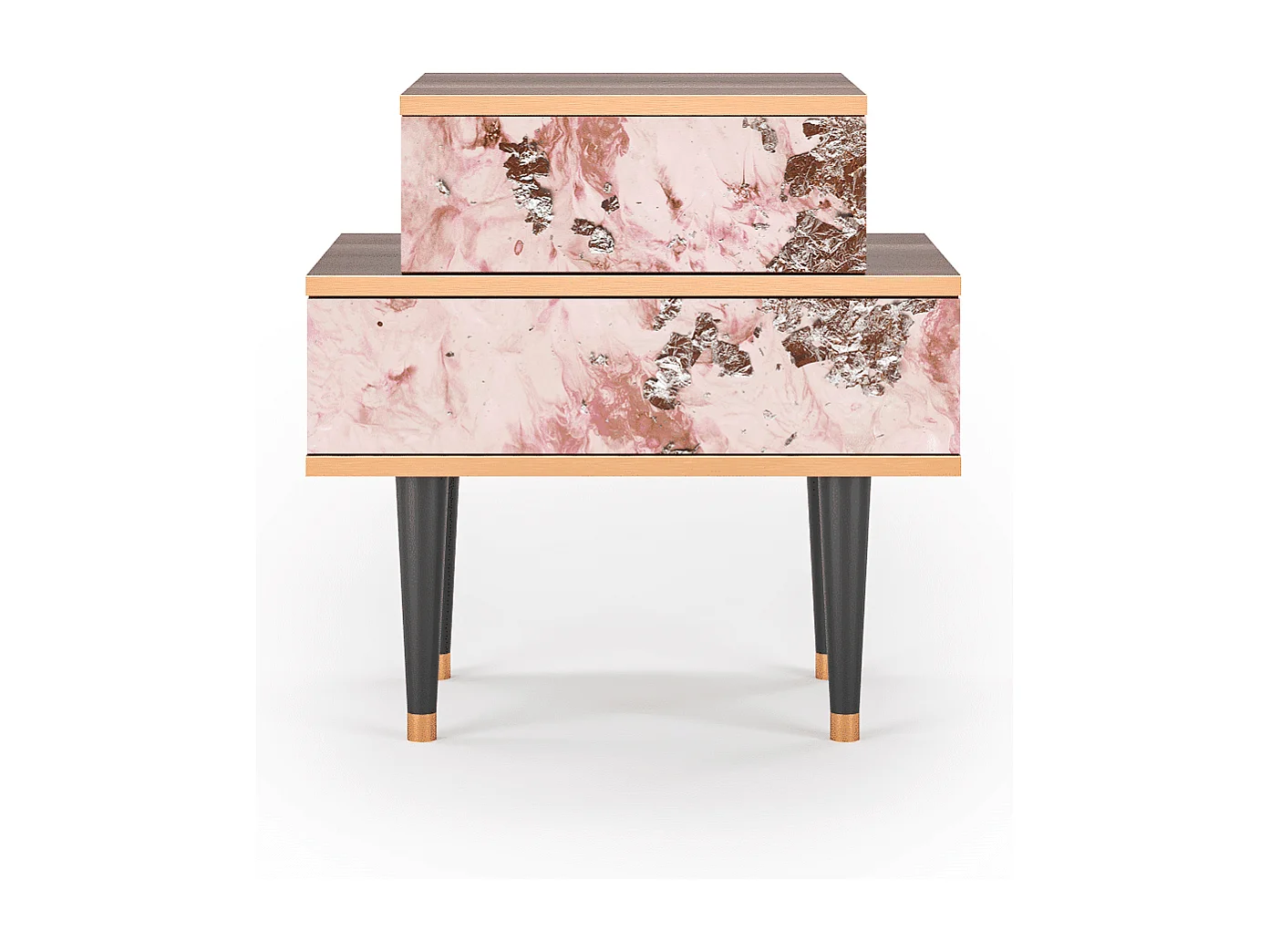 Stolik nocny - 58х58х41 cm - NS1 - Cotton Candy, Orzech