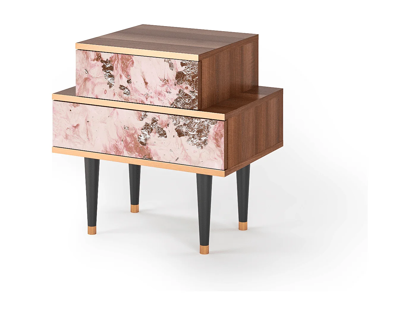 Stolik nocny - 58х58х41 cm - NS1 - Cotton Candy, Orzech