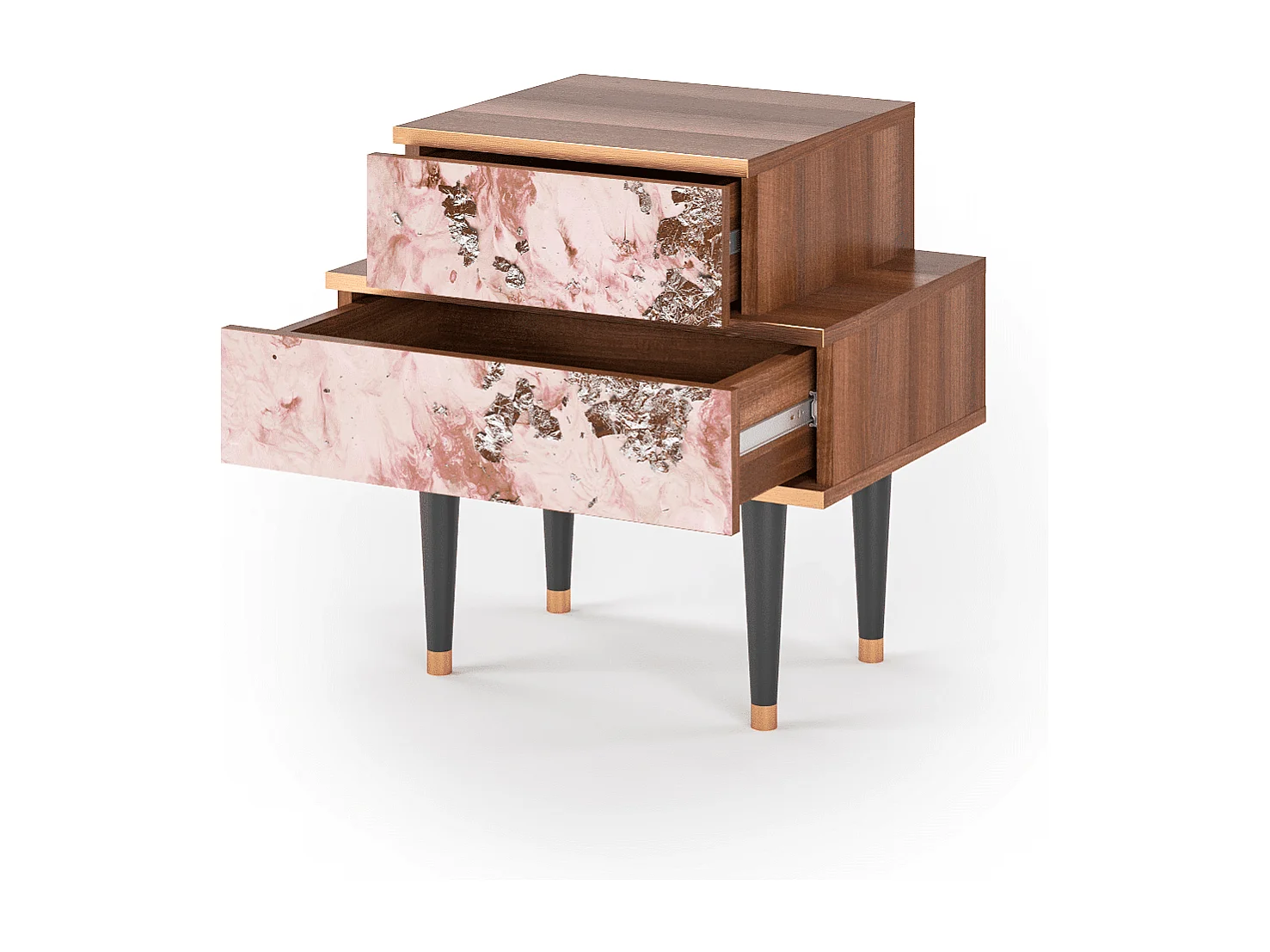 Stolik nocny - 58х58х41 cm - NS1 - Cotton Candy, Orzech