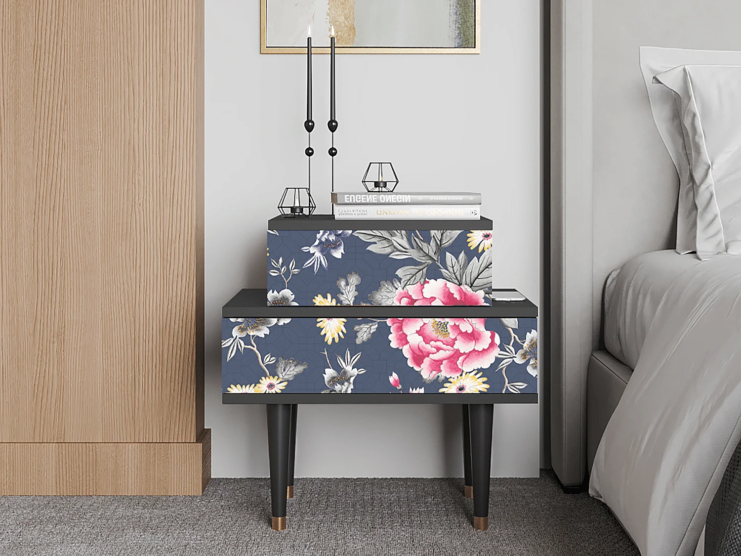 Table de nuit - 58х58х41 cm - NS1 - Dark Flower Bed, Anthracite