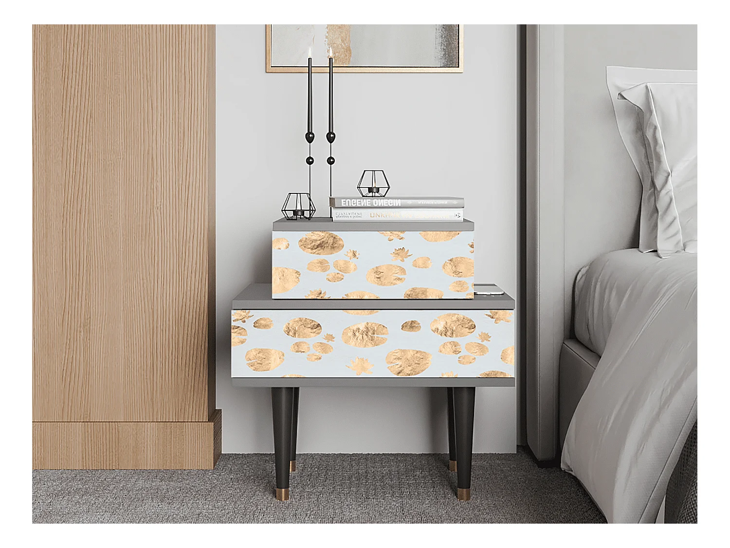 Table de nuit - 58х58х41 cm - NS1 - Blue Giraffe, Gris