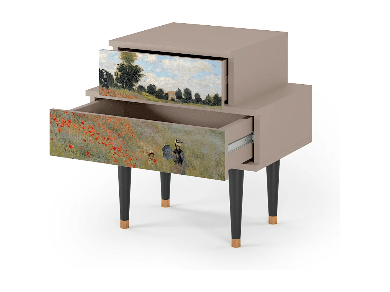 Table de nuit - 58х58х41 cm - NS1 - The Poppy Field   , Latte