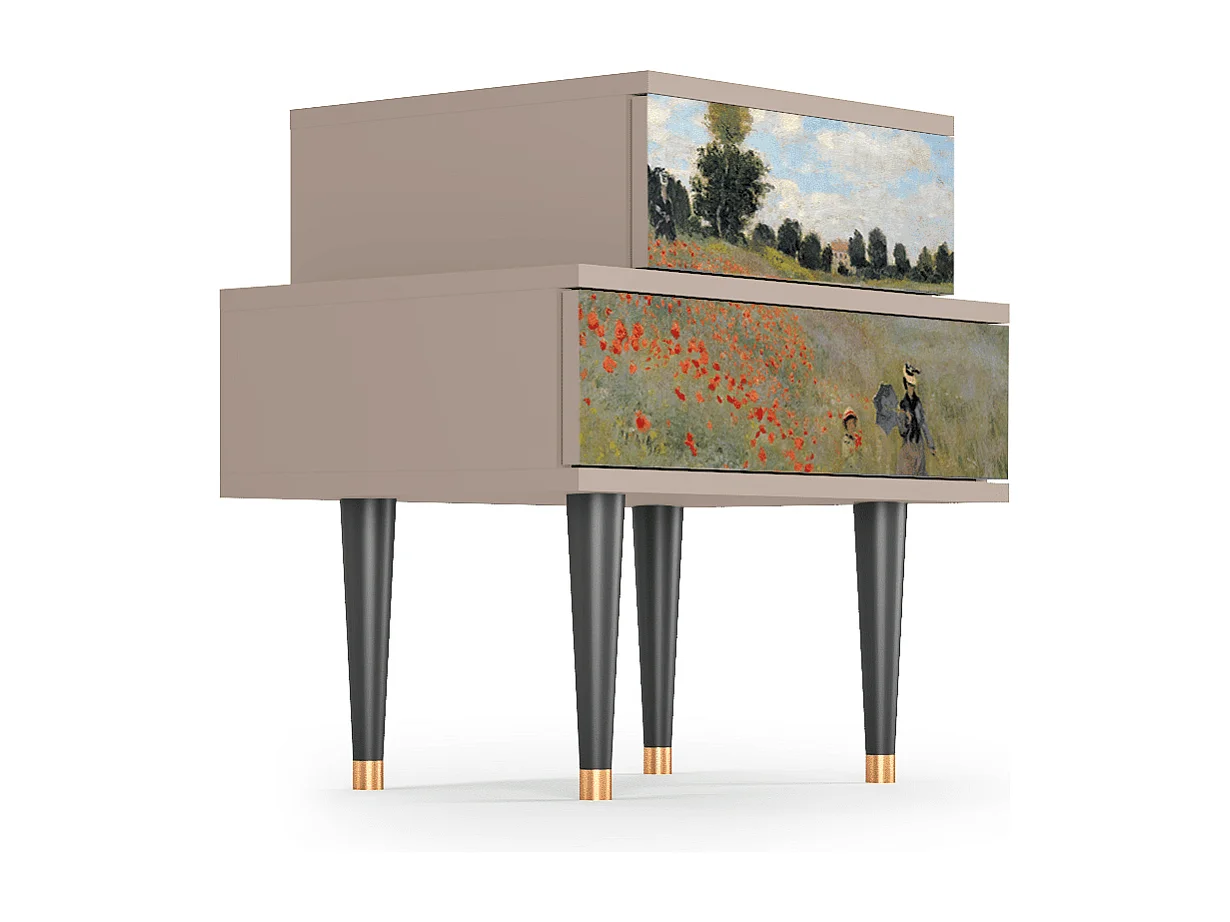 Table de nuit - 58х58х41 cm - NS1 - The Poppy Field   , Latte
