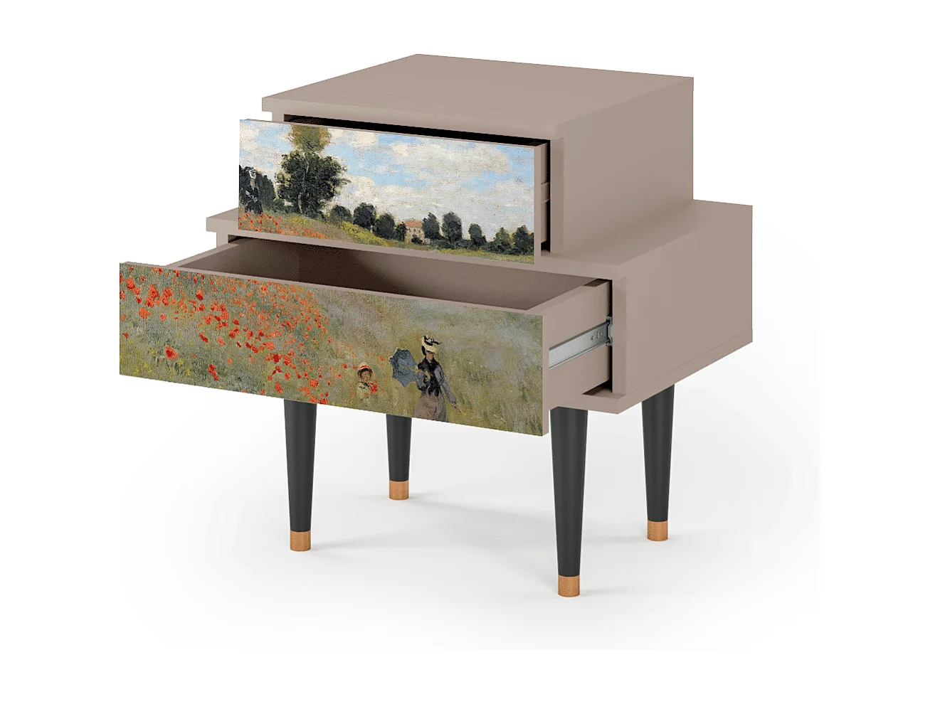 Table de nuit - 58х58х41 cm - NS1 - The Poppy Field   , Latte