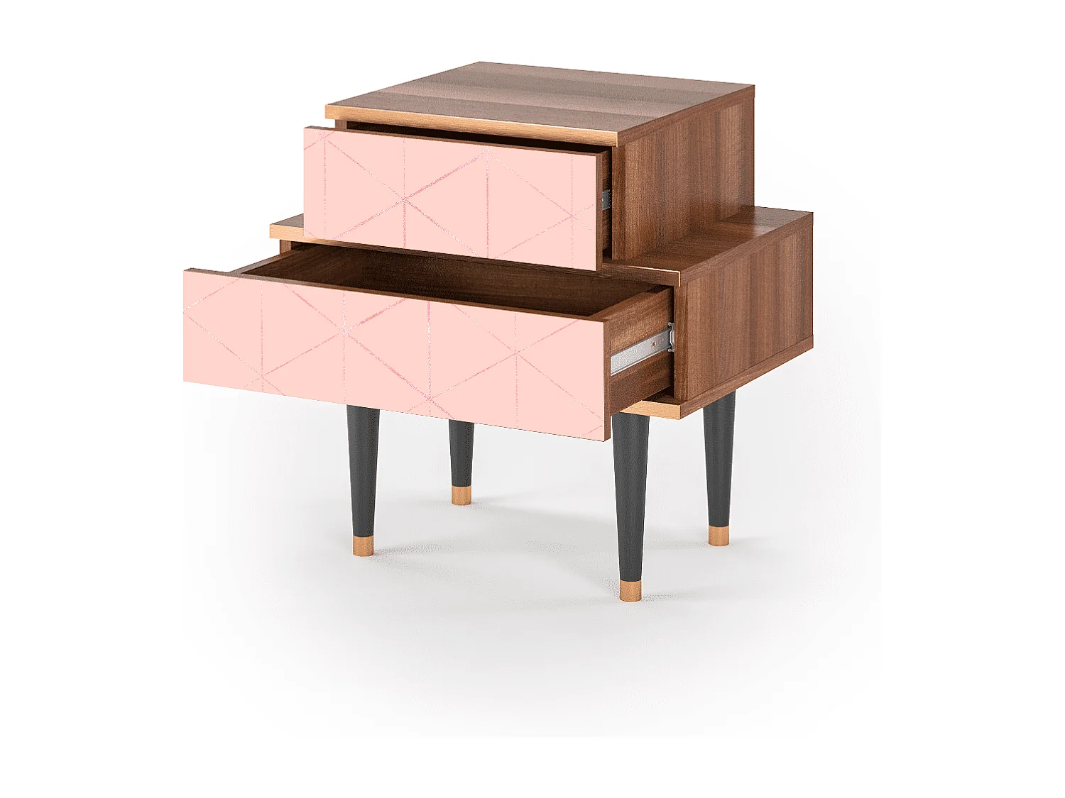 Stolik nocny - 58х58х41 cm - NS1 - Rose Quartz, Orzech