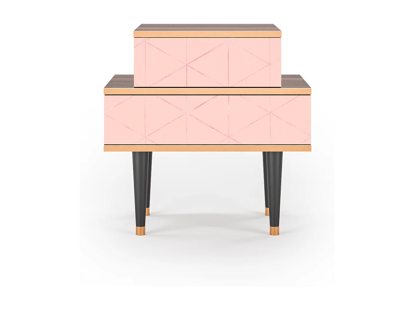 Table de nuit - 58х58х41 cm - NS1 - Rose Quartz, Noyer