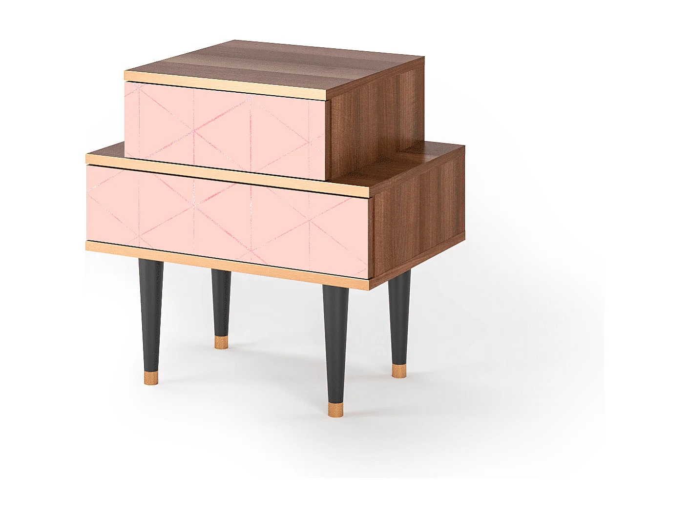 Table de nuit - 58х58х41 cm - NS1 - Rose Quartz, Noyer