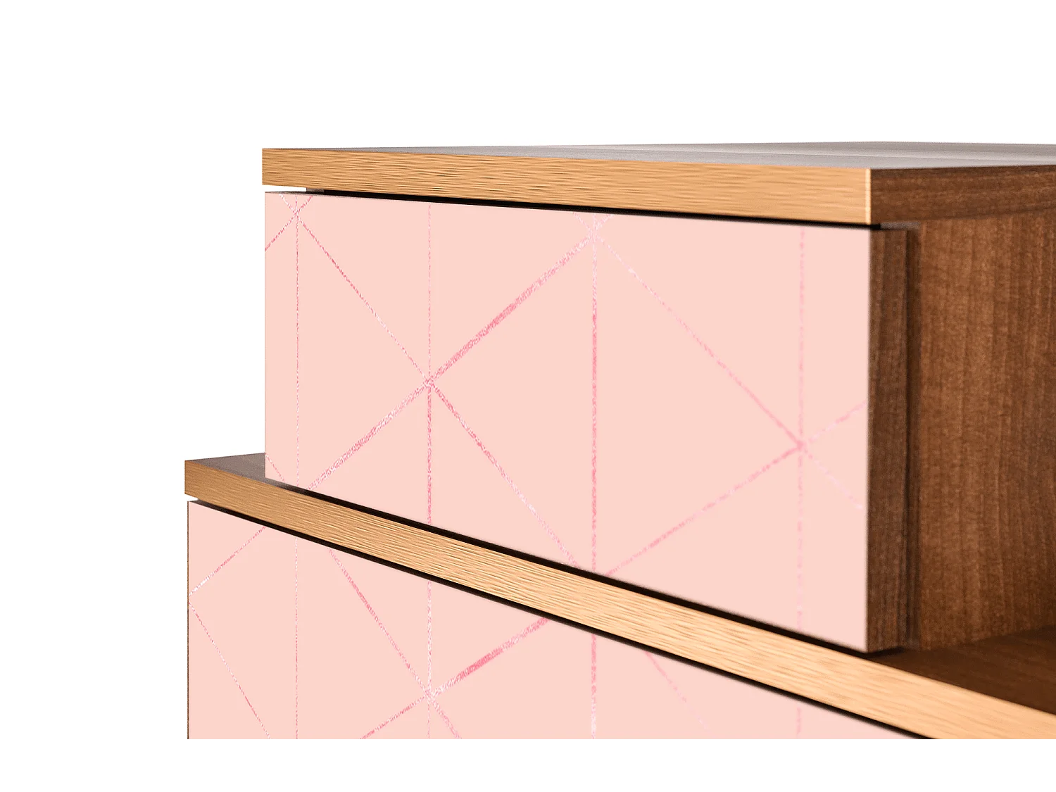 Table de nuit - 58х58х41 cm - NS1 - Rose Quartz, Noyer