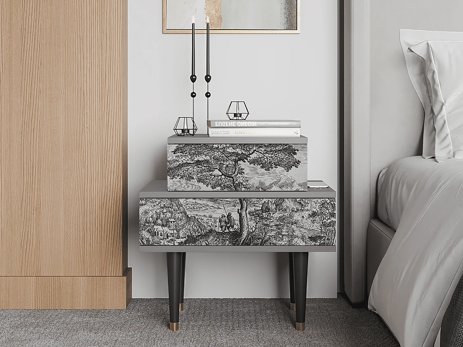 Table de nuit - 58х58х41 cm - NS1 - Milites Requiescentes, Gris