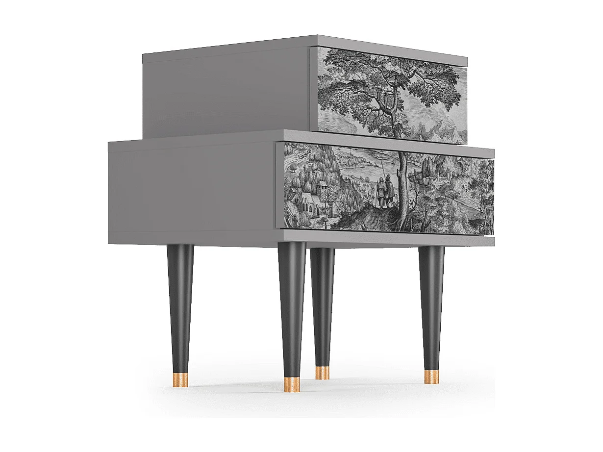 Table de nuit - 58х58х41 cm - NS1 - Milites Requiescentes, Gris