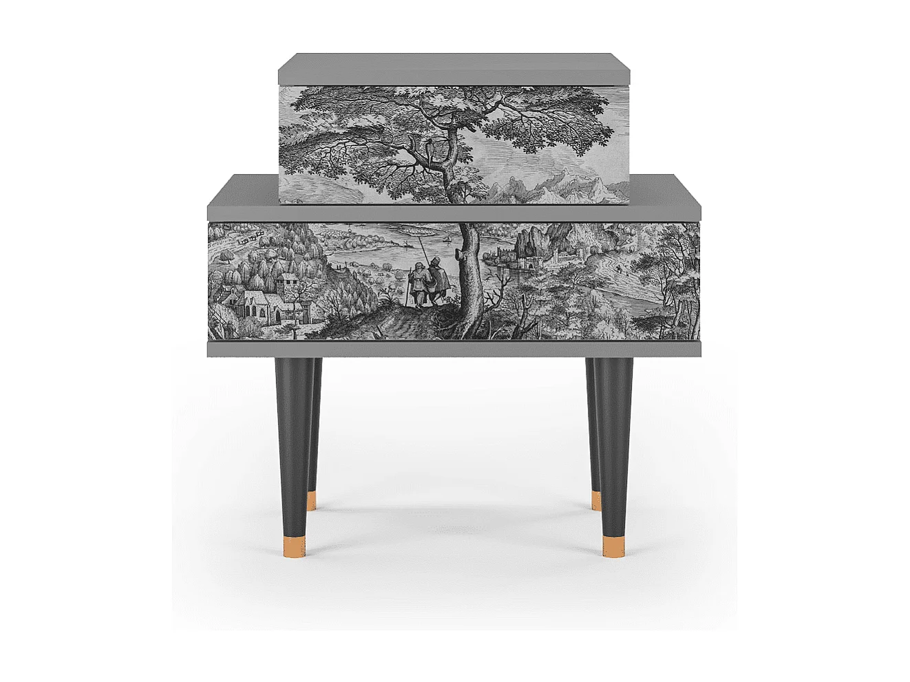 Stolik nocny - 58х58х41 cm - NS1 - Milites Requiescentes, Szary