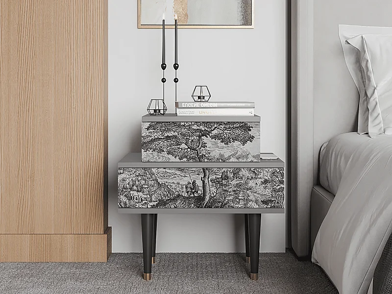 Table de nuit - 58х58х41 cm - NS1 - Milites Requiescentes, Gris