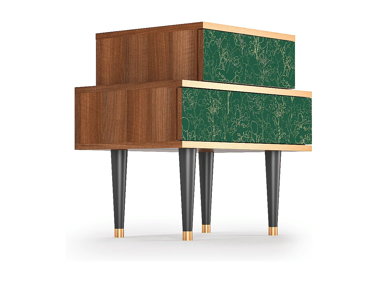 Stolik nocny - 58х58х41 cm - NS1 - Emerald Forest, Orzech