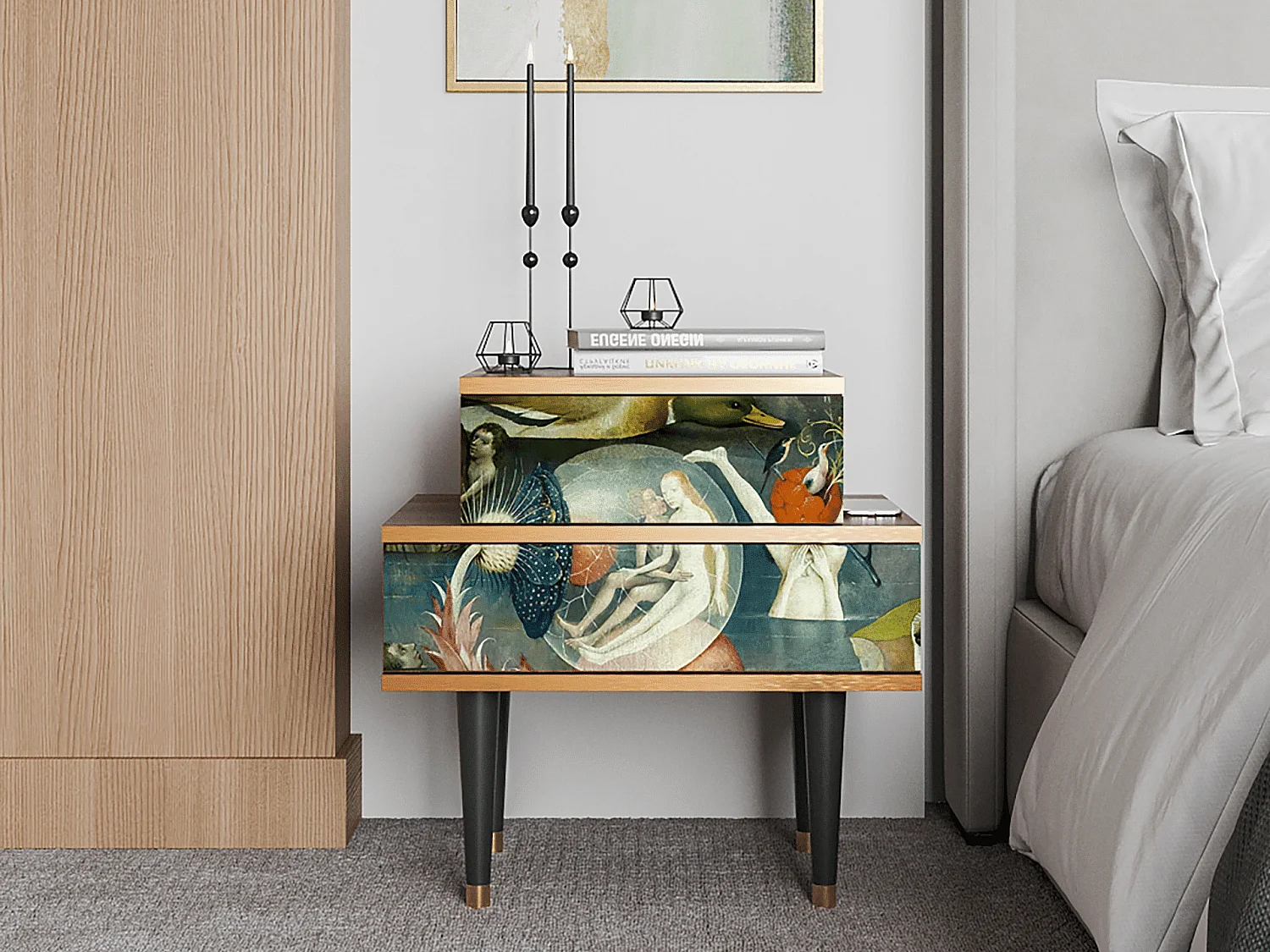 Stolik nocny - 58х58х41 cm - NS1 - The Garden Of by Bosch, Orzech