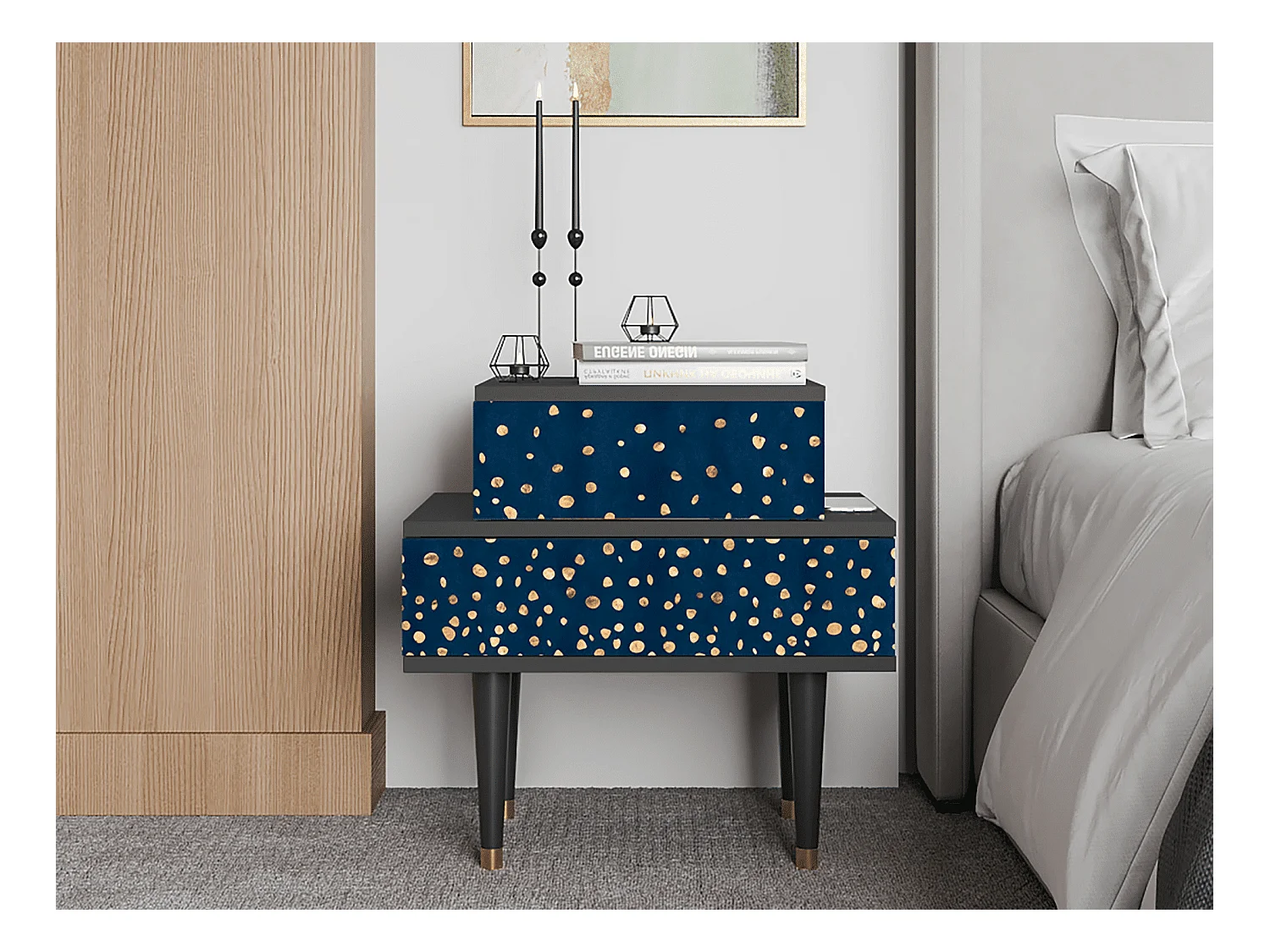 Table de nuit - 58х58х41 cm - NS1 - Night Skies, Anthracite