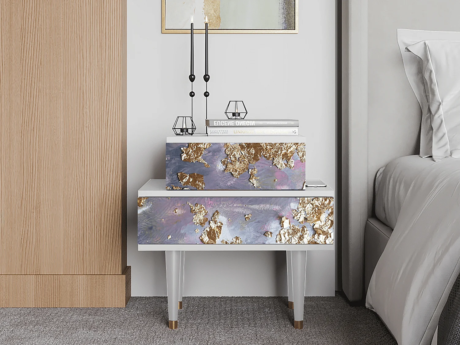 Comodino - 58х58х41 cm - NS1 - Planet Earth, Bianco