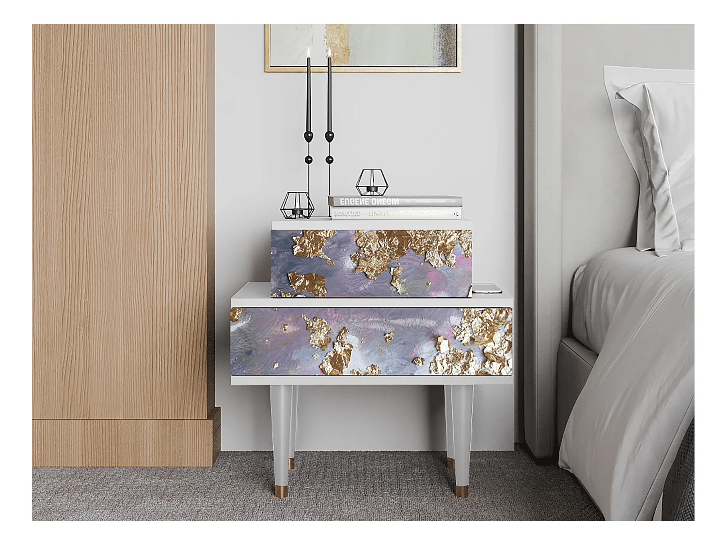Table de nuit - 58х58х41 cm - NS1 - Planet Earth, Blanc