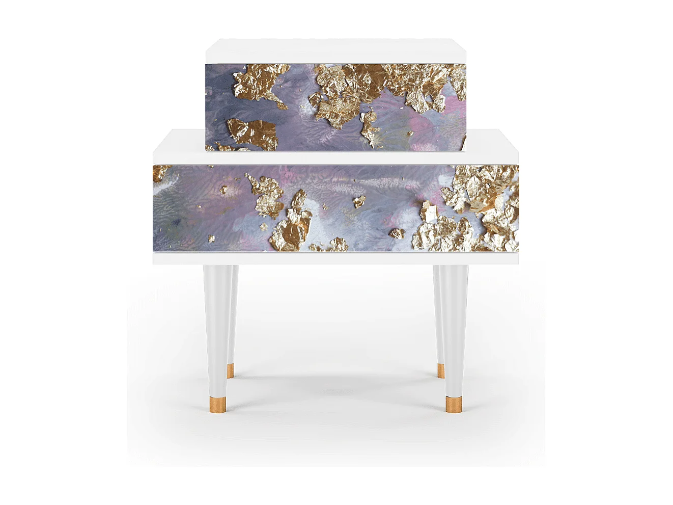 Stolik nocny - 58х58х41 cm - NS1 - Planet Earth, Biały