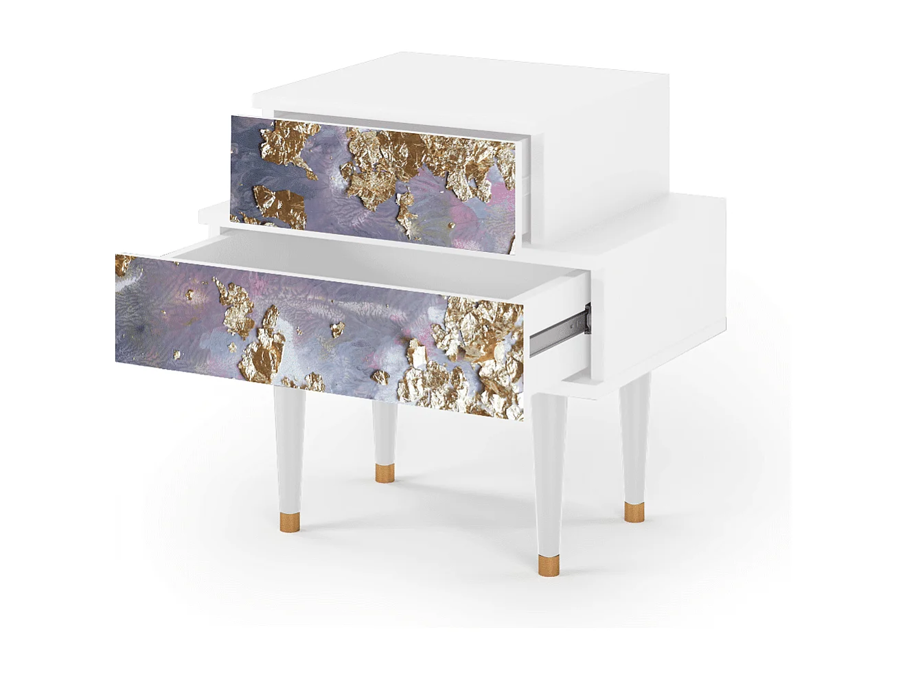 Stolik nocny - 58х58х41 cm - NS1 - Planet Earth, Biały