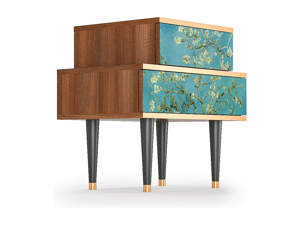 Table de nuit - 58х58х41 cm - NS1 - Almond Blossom, Noyer