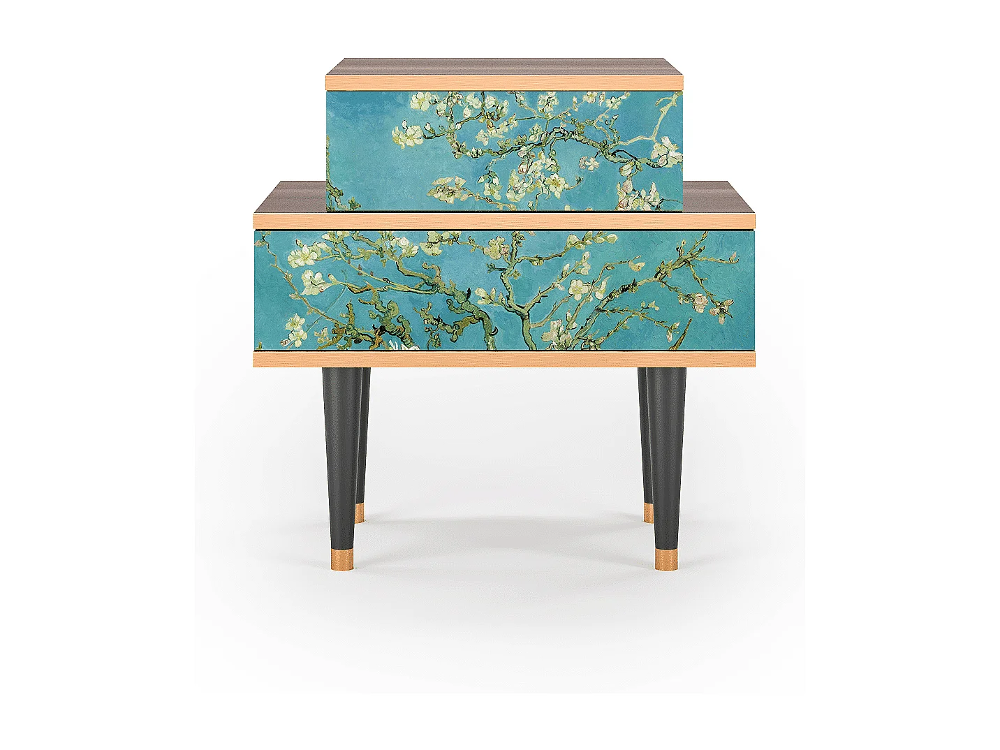 Stolik nocny - 58х58х41 cm - NS1 - Almond Blossom, Orzech