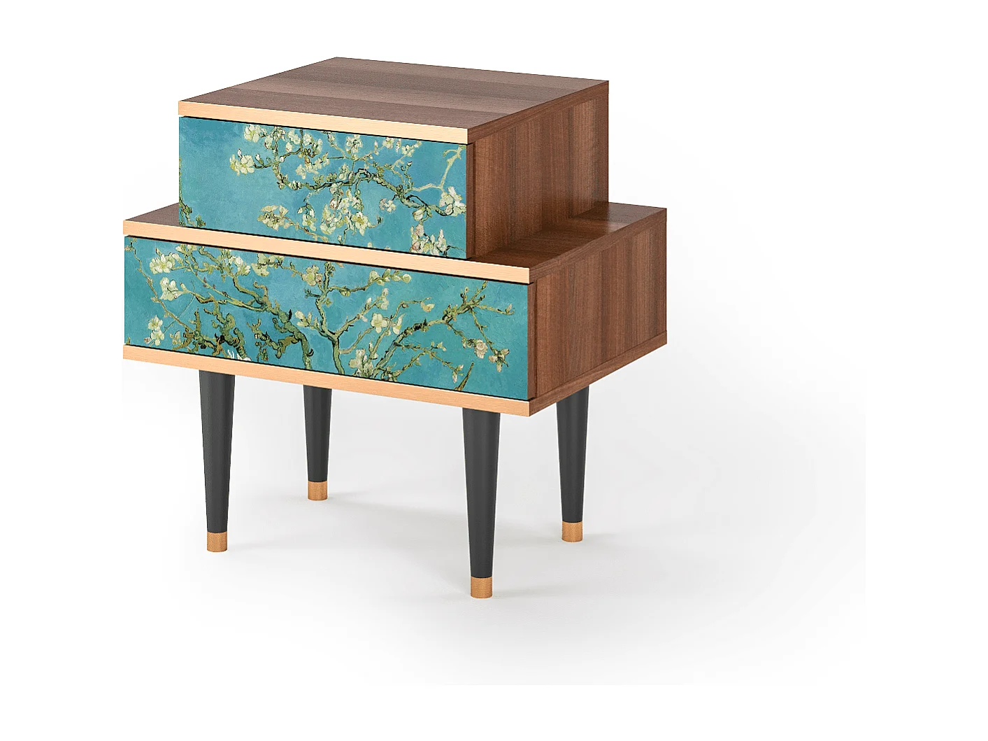 Stolik nocny - 58х58х41 cm - NS1 - Almond Blossom, Orzech