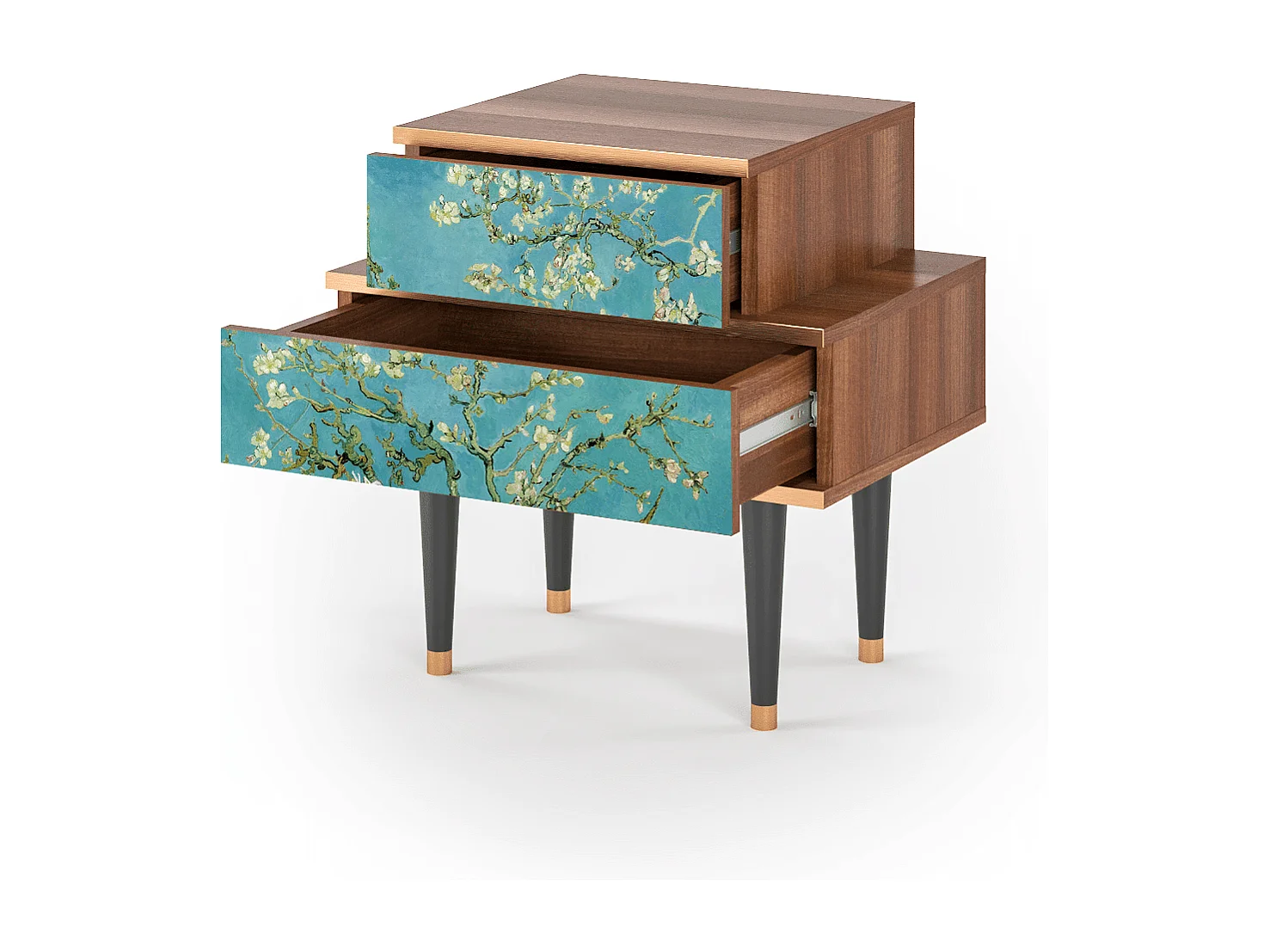 Stolik nocny - 58х58х41 cm - NS1 - Almond Blossom, Orzech