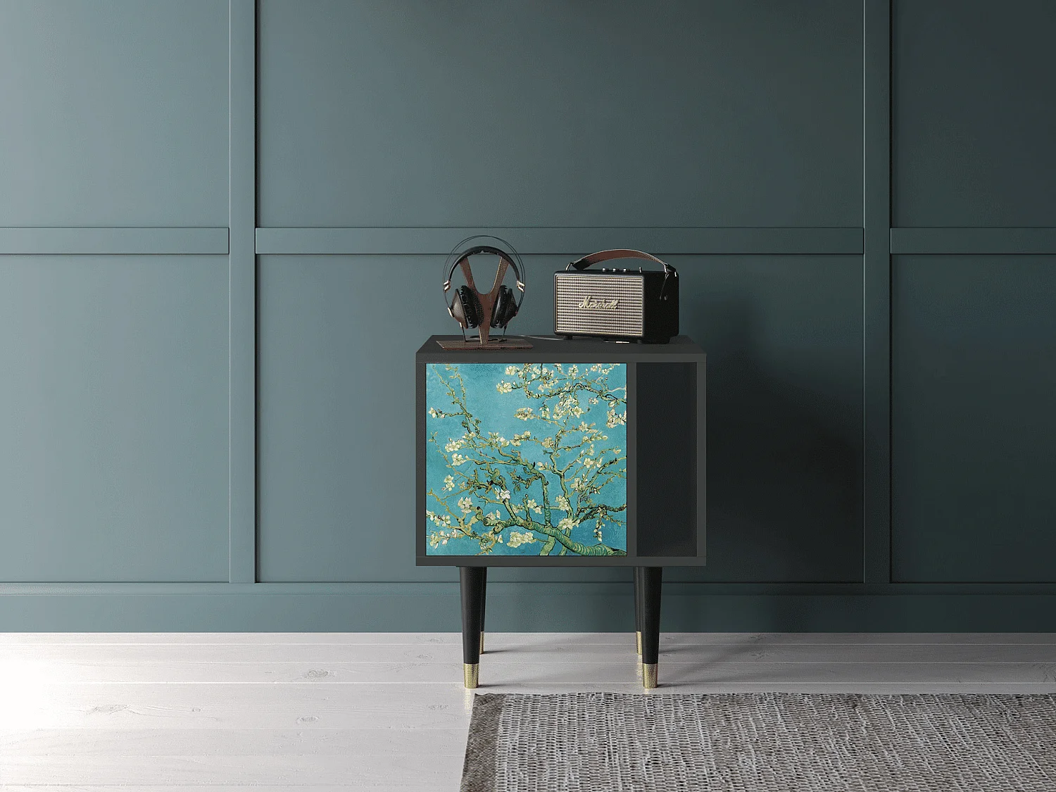 Stolik nocny - 57х69х48 cm - S2 - Almond Blossom, Antracyt