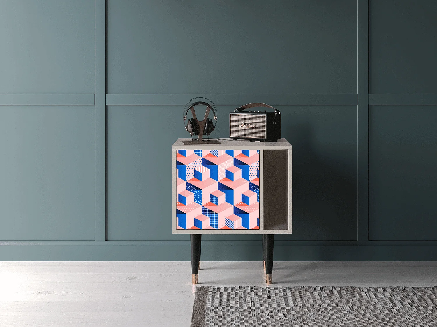 Mesita de noche - 57х69х48 cm - S2 - Pinky Squares, Arena