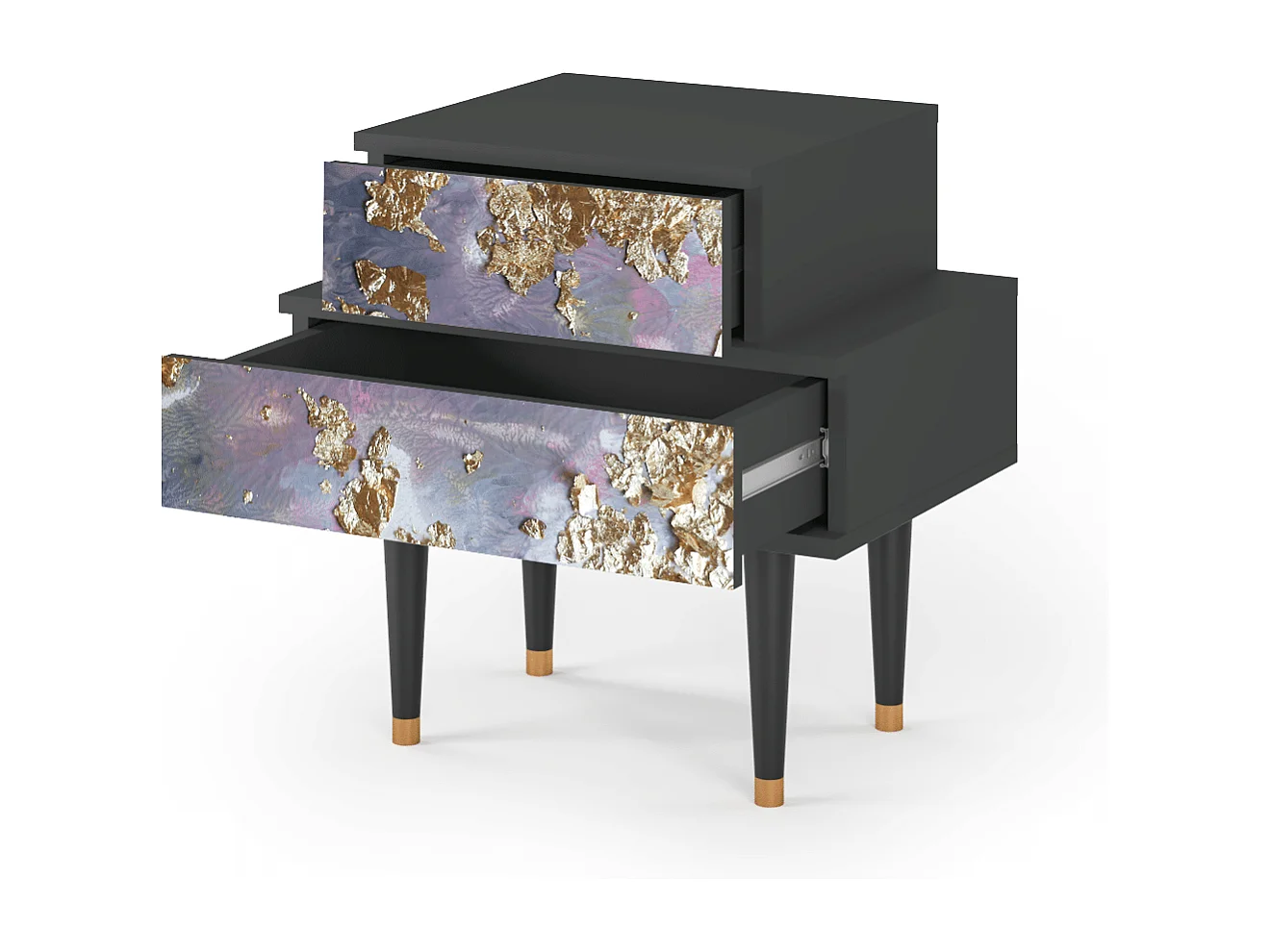 Stolik nocny - 58х58х41 cm - NS1 - Planet Earth, Antracyt