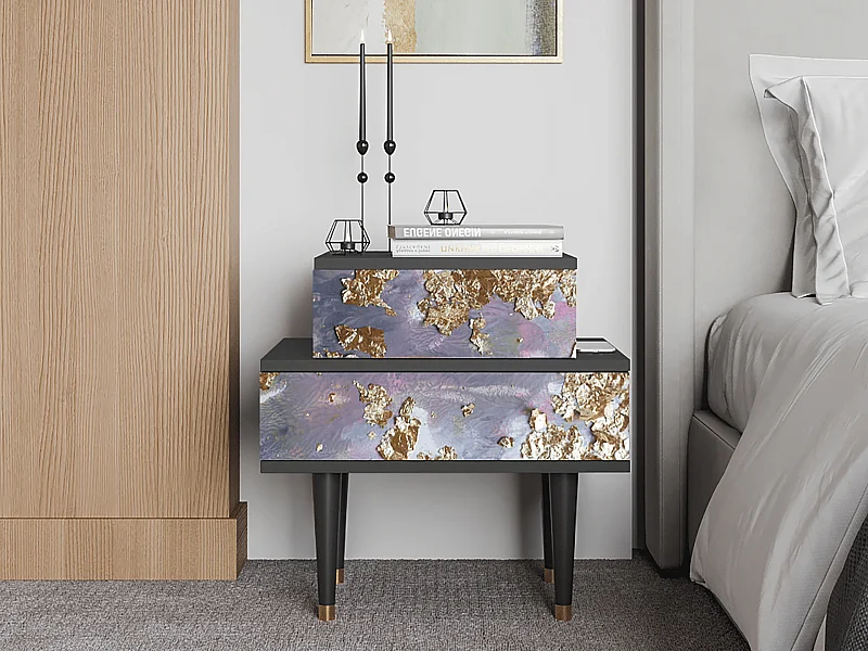 Stolik nocny - 58х58х41 cm - NS1 - Planet Earth, Antracyt