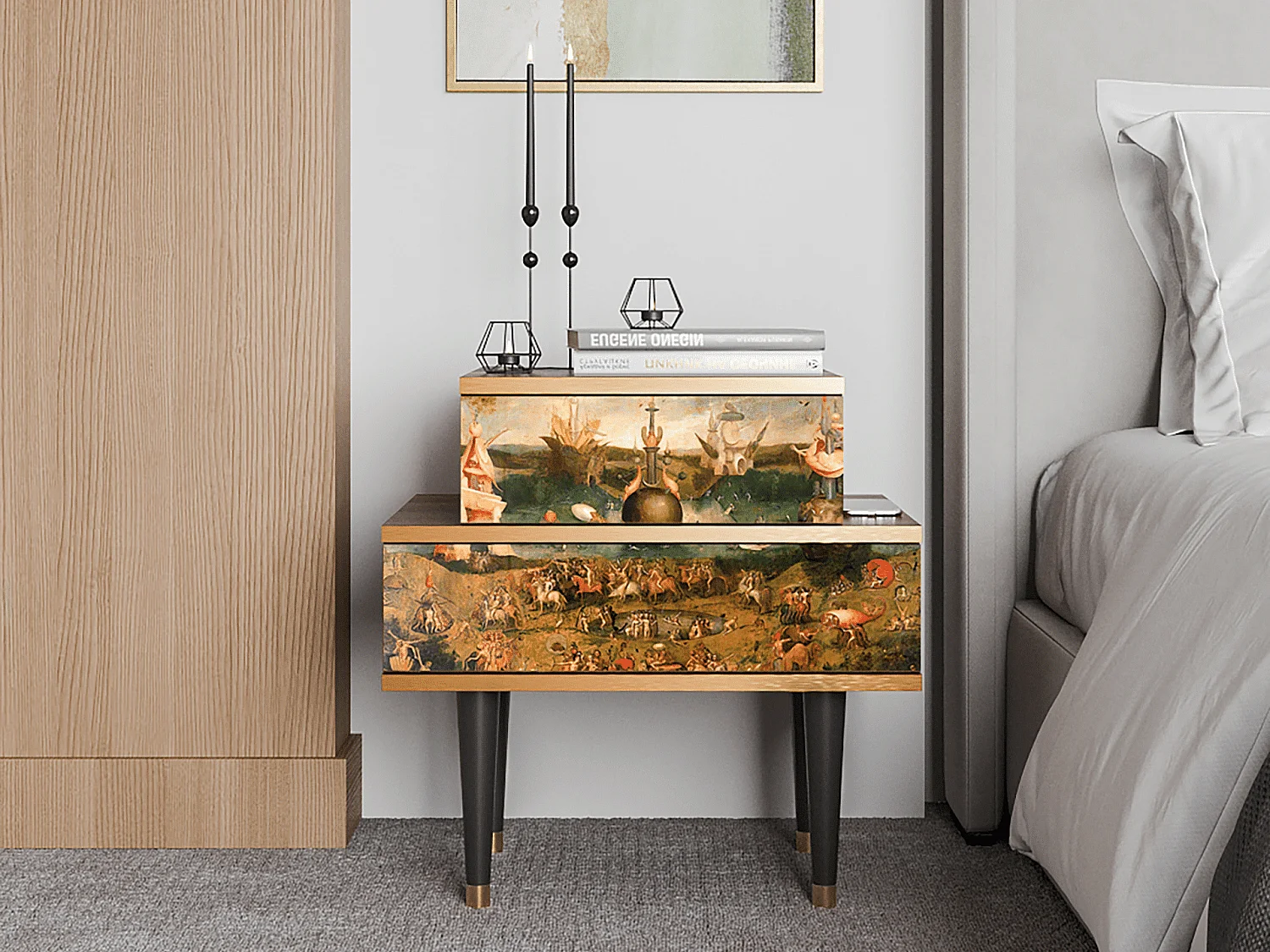 Table de nuit - 58х58х41 cm - NS1 - Garden of Delights , Noyer