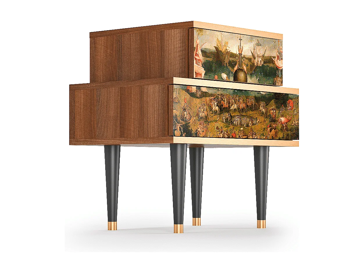 Table de nuit - 58х58х41 cm - NS1 - Garden of Delights , Noyer