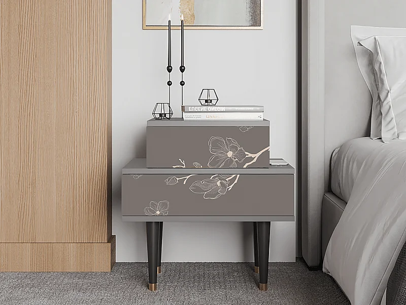 Stolik nocny - 58х58х41 cm - NS1 - Cherry Blossom, Szary