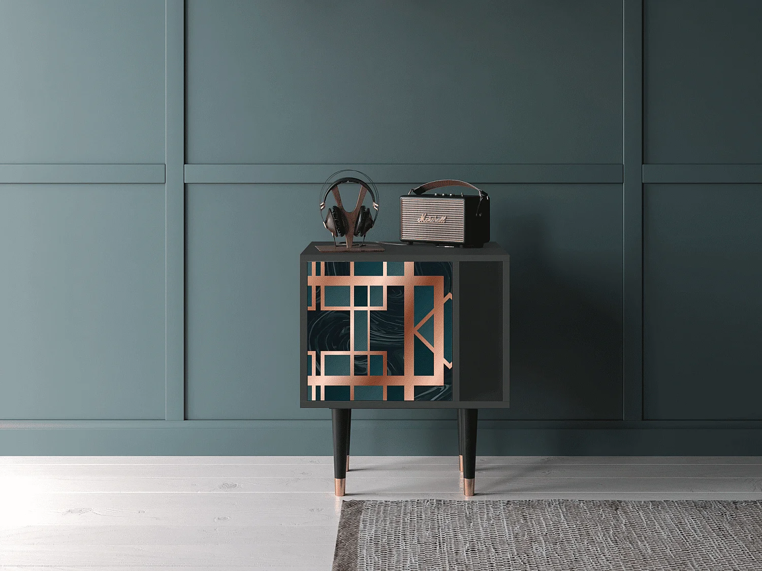 Stolik nocny - 57х69х48 cm - S2 - Emerald Metro, Antracyt