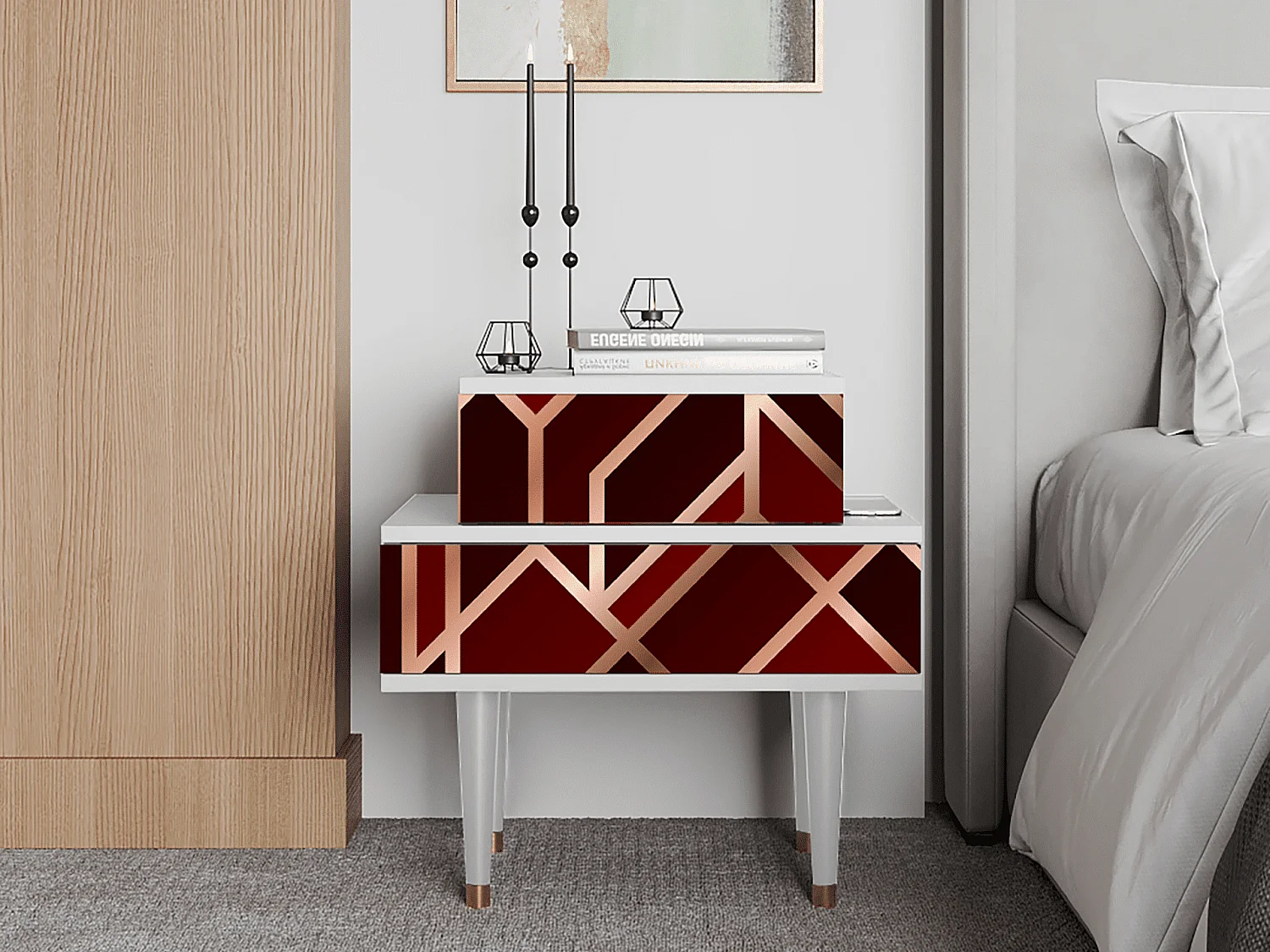 Stolik nocny - 58х58х41 cm - NS1 - Velvet 1920's, Biały