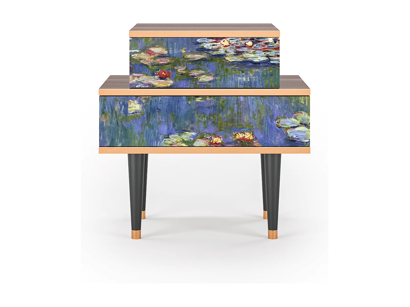 Comodino - 58х58х41 cm - NS1 - The water lily pond  , Noce