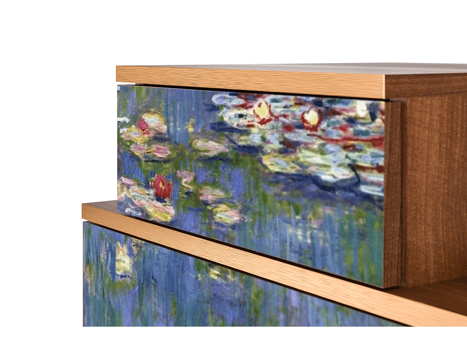 Comodino - 58х58х41 cm - NS1 - The water lily pond  , Noce