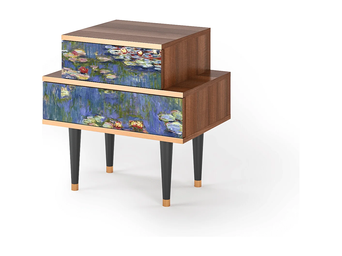 Nachtkastje - 58х58х41 cm - NS1 - The water lily pond  , Walnoot