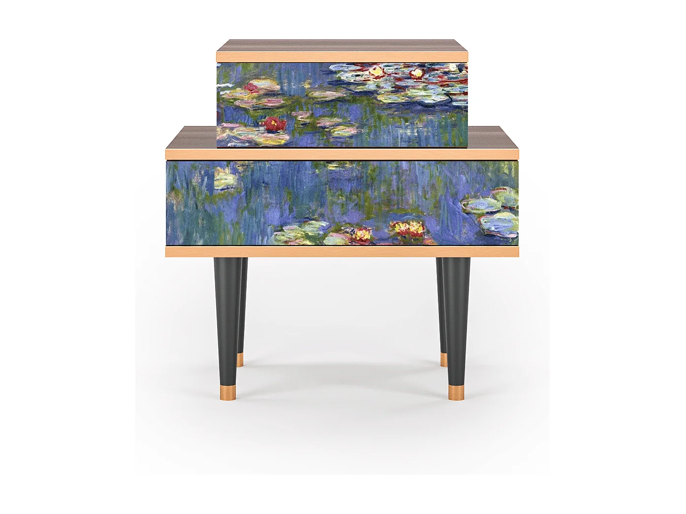 Criado-mudo - 58х58х41 cm - NS1 - The water lily pond  , Nogueira
