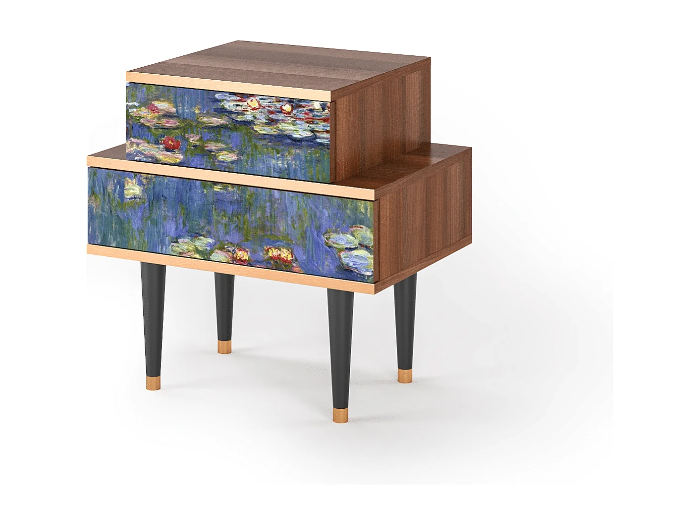 Criado-mudo - 58х58х41 cm - NS1 - The water lily pond  , Nogueira