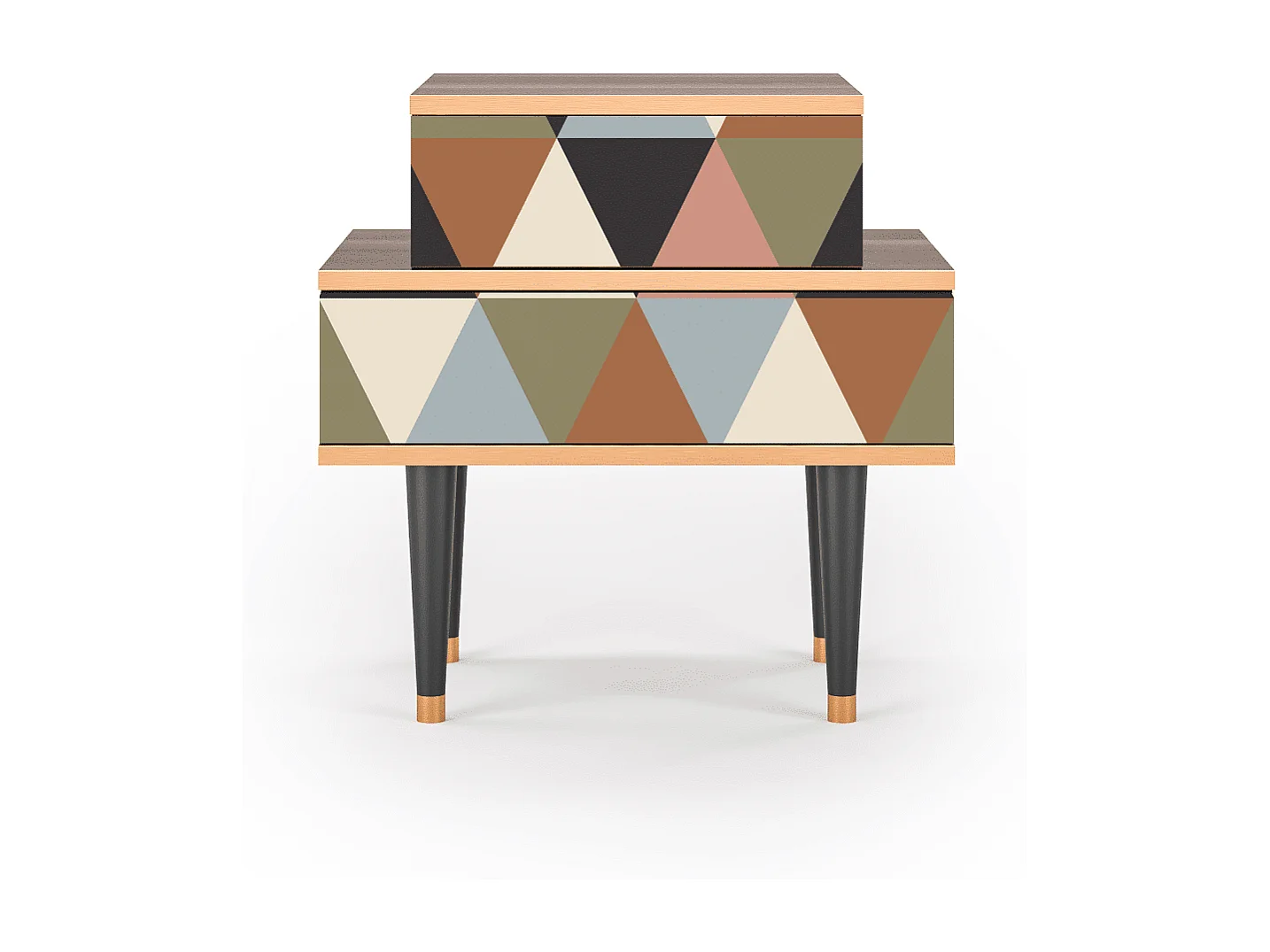 Table de nuit - 58х58х41 cm - NS1 - Royal Triangles, Noyer