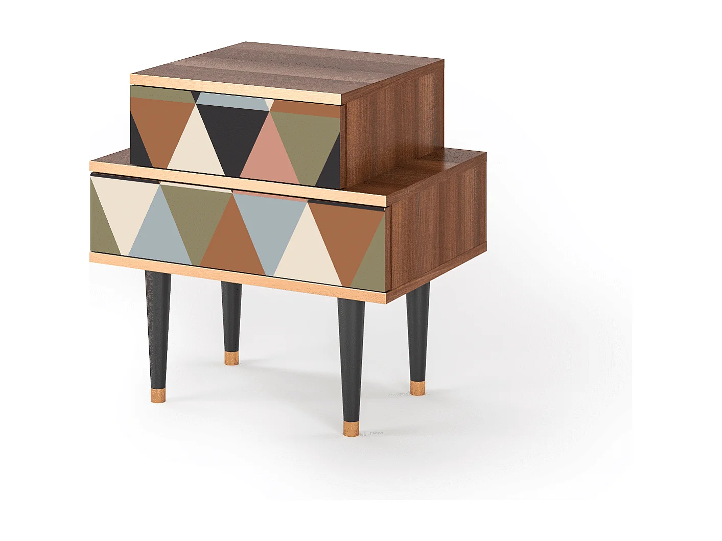 Table de nuit - 58х58х41 cm - NS1 - Royal Triangles, Noyer