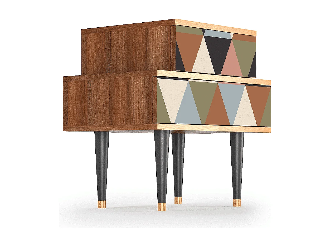 Table de nuit - 58х58х41 cm - NS1 - Royal Triangles, Noyer