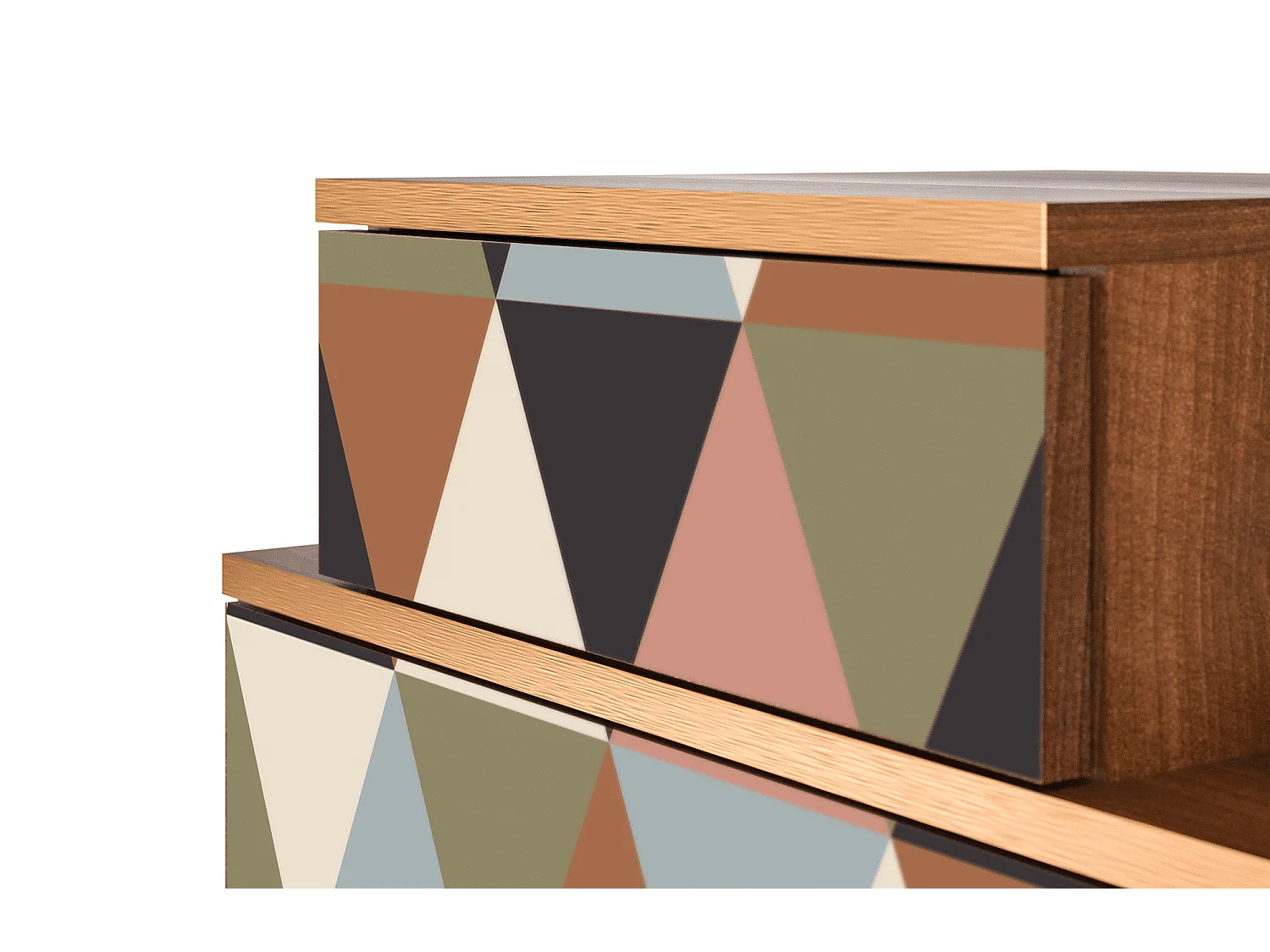 Table de nuit - 58х58х41 cm - NS1 - Royal Triangles, Noyer